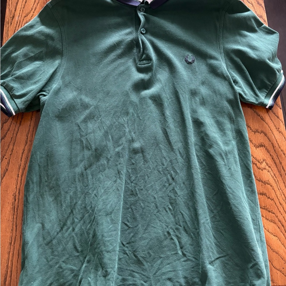 Fred Perry Teal Polo Shirt with Navy Accents - Picture 3 of 4